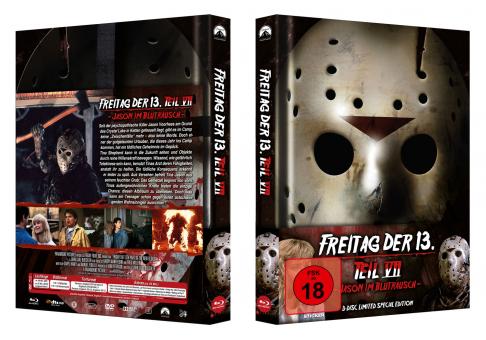 Freitag der 13. Teil 7 - Jason im Blutrausch (3 Disc Limited Wattiertes Mediabook, Blu-ray+DVD) (1988) [FSK 18] [Blu-ray] 