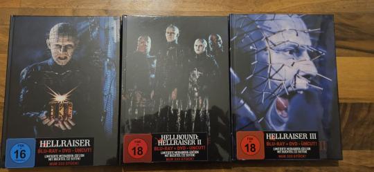 Hellraiser 1-3 (Limited Mediabook, Alle 3 Mediabooks in Cover A, Blu-ray+DVD, Bundle) (Uncut) [FSK 18] [Blu-ray] 